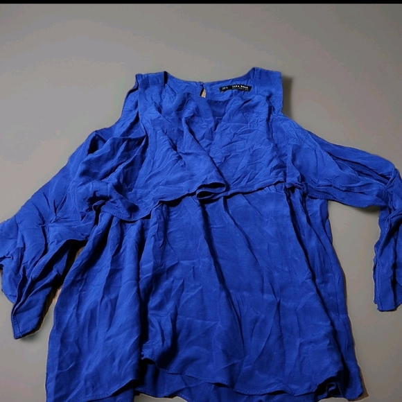 Zara Basics Cold Shoulder Elegant Blue/Purple Women's Top - Picture 1 of 5